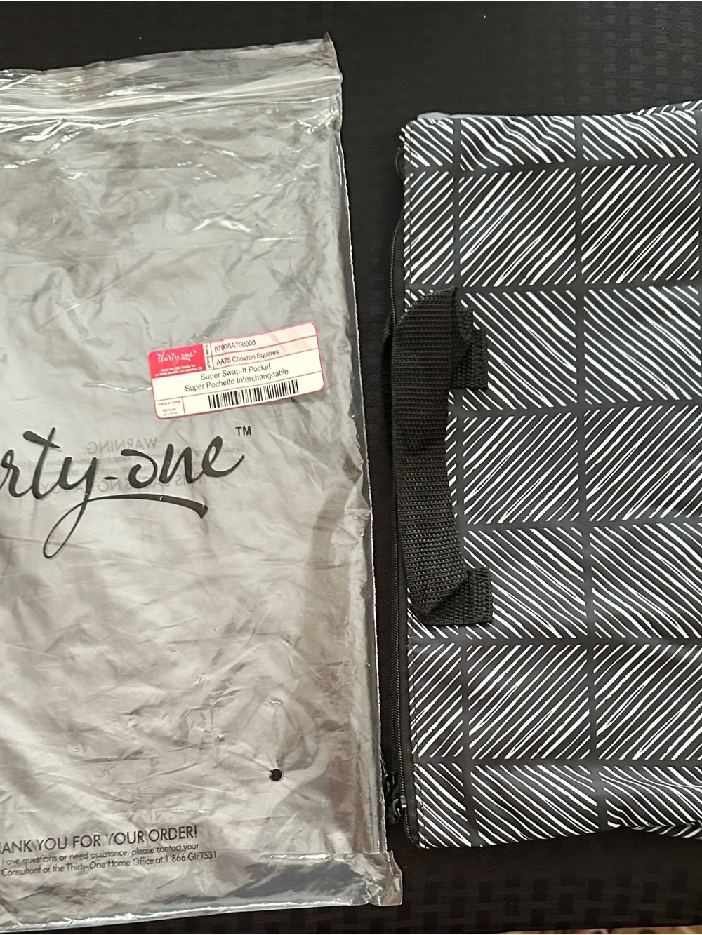 thirty-one Black & White Diagonal Grid Tote